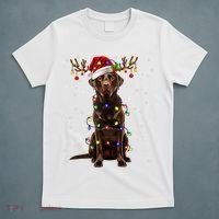 Chocolate Lab Labrador Christmas Tree Light Pajama Dog Xmas T-Shirt thumb 5