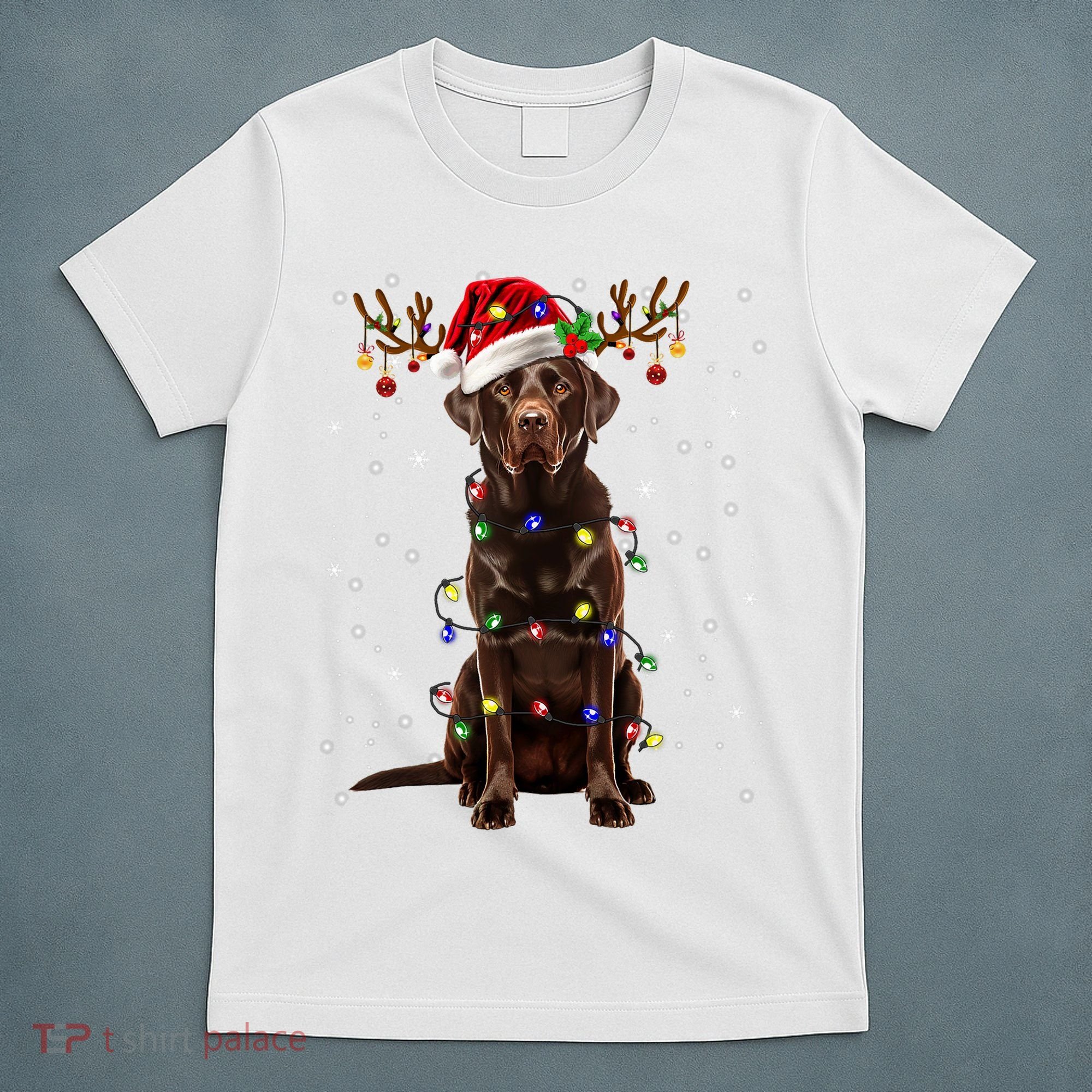 Chocolate Lab Labrador Christmas Tree Light Pajama Dog Xmas T-Shirt
