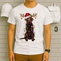 Chocolate Lab Labrador Christmas Tree Light Pajama Dog Xmas T-Shirt thumb 6