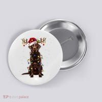 Chocolate Lab Labrador Christmas Tree Light Pajama Dog Xmas Button thumb 0