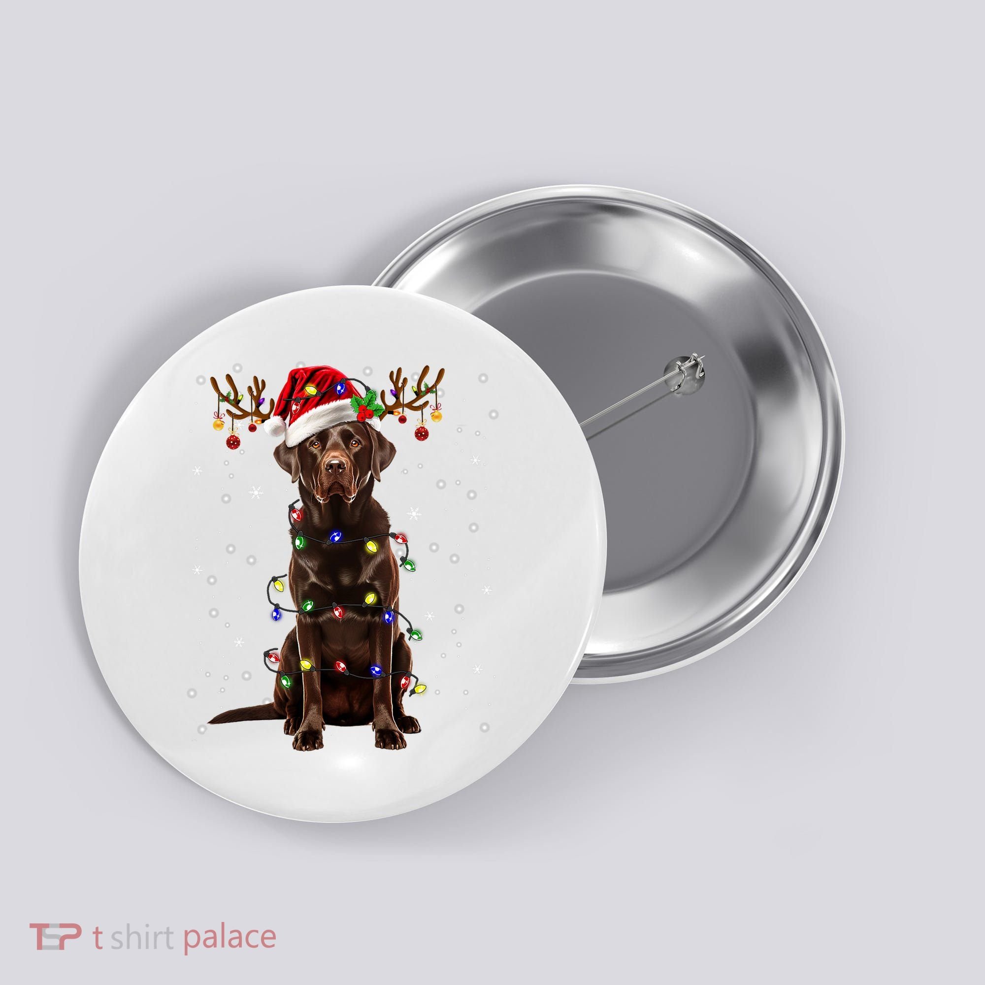 Chocolate Lab Labrador Christmas Tree Light Pajama Dog Xmas Button
