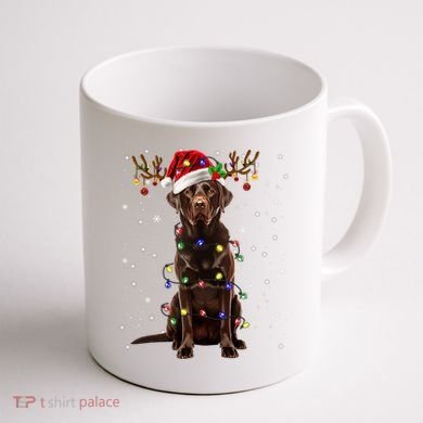 Chocolate Lab Labrador Christmas Tree Light Pajama Dog Xmas Coffee Mug back