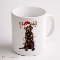 Chocolate Lab Labrador Christmas Tree Light Pajama Dog Xmas Coffee Mug thumb 1