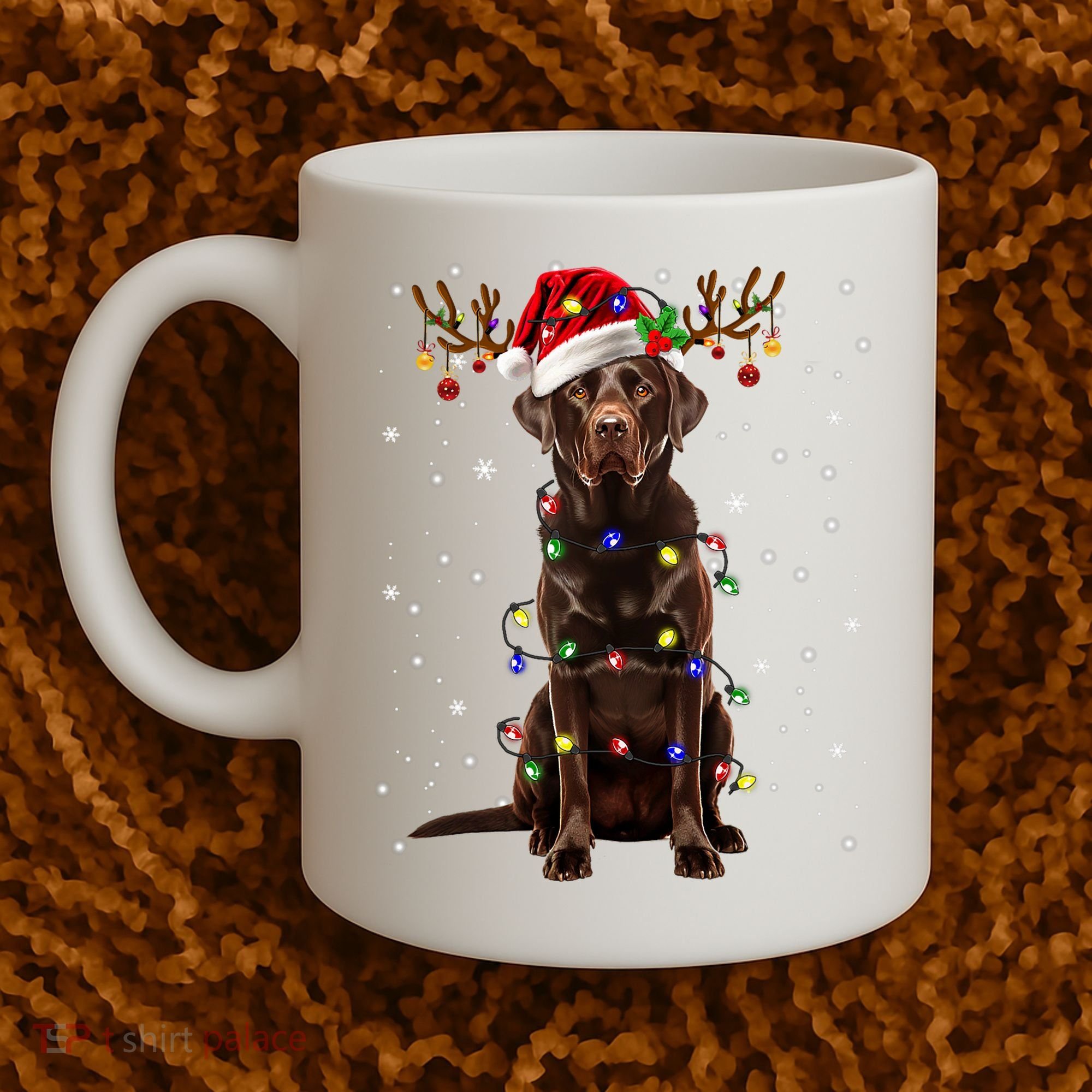 Chocolate Lab Labrador Christmas Tree Light Pajama Dog Xmas Coffee Mug