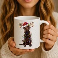 Chocolate Lab Labrador Christmas Tree Light Pajama Dog Xmas Coffee Mug thumb 3