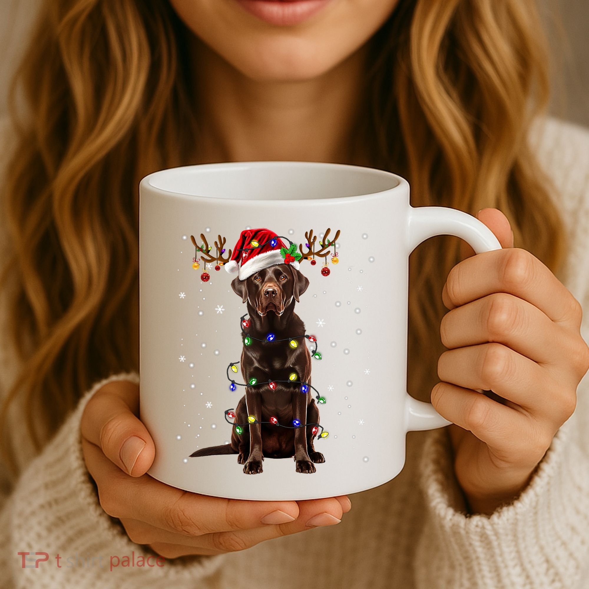 Chocolate Lab Labrador Christmas Tree Light Pajama Dog Xmas Coffee Mug