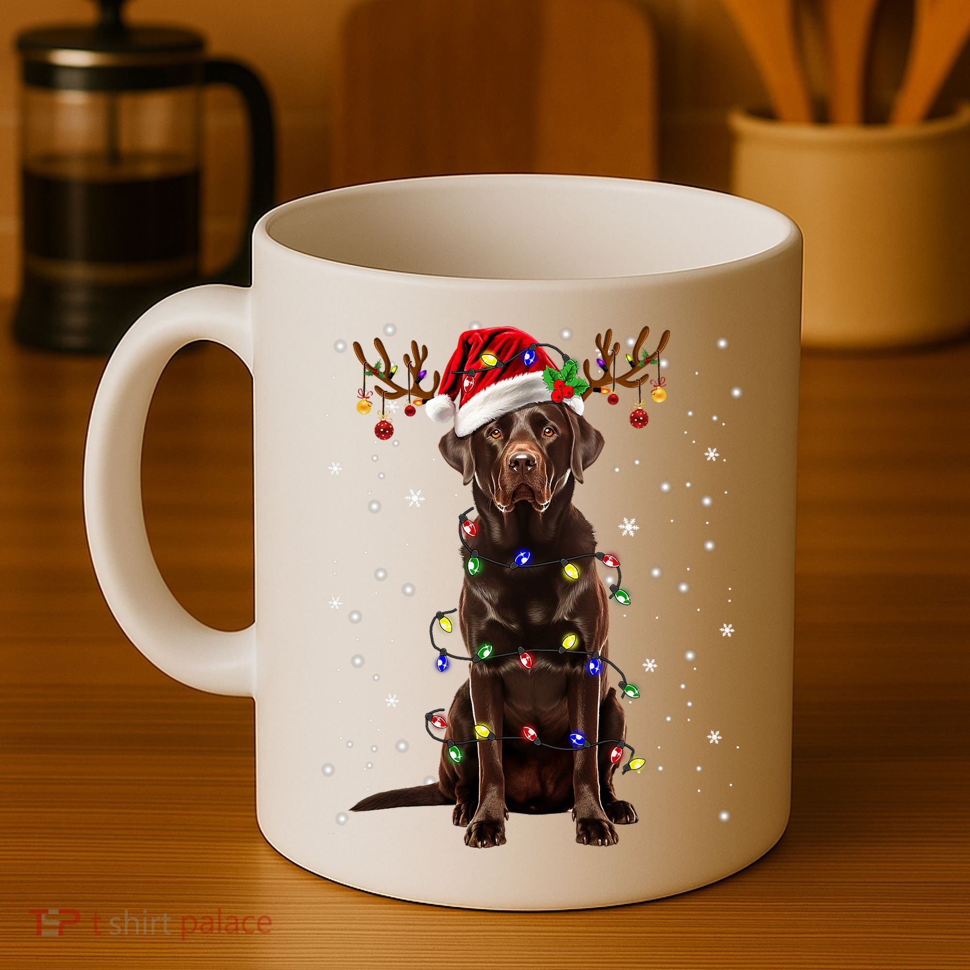Chocolate Lab Labrador Christmas Tree Light Pajama Dog Xmas Coffee Mug