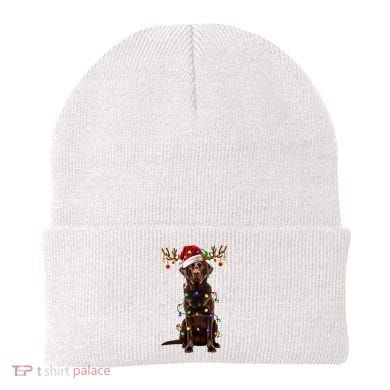 Chocolate Lab Labrador Christmas Tree Light Pajama Dog Xmas Beanie