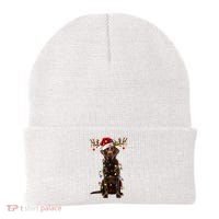 Chocolate Lab Labrador Christmas Tree Light Pajama Dog Xmas Beanie thumb 0