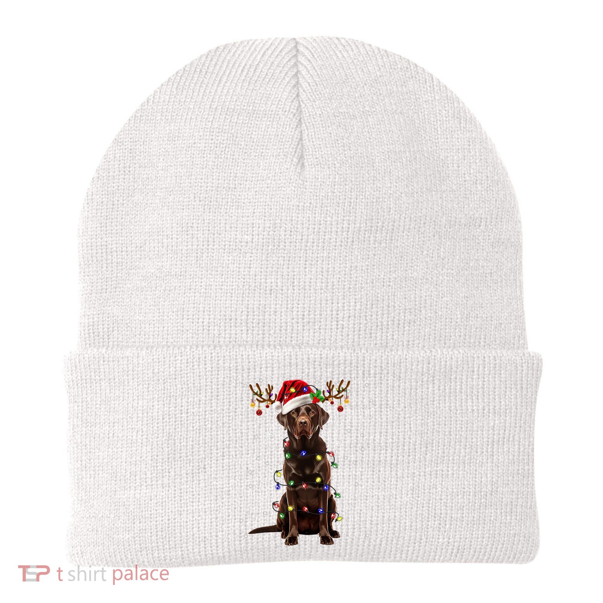 Chocolate Lab Labrador Christmas Tree Light Pajama Dog Xmas Beanie