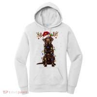 Chocolate Lab Labrador Christmas Tree Light Pajama Dog Xmas Women's Hoodie thumb 0