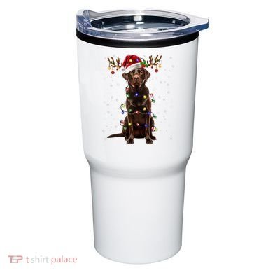 Chocolate Lab Labrador Christmas Tree Light Pajama Dog Xmas Tumbler