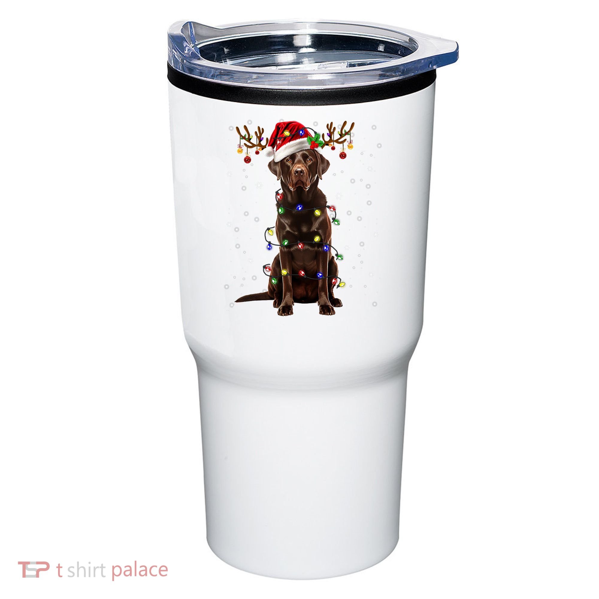 Chocolate Lab Labrador Christmas Tree Light Pajama Dog Xmas Tumbler