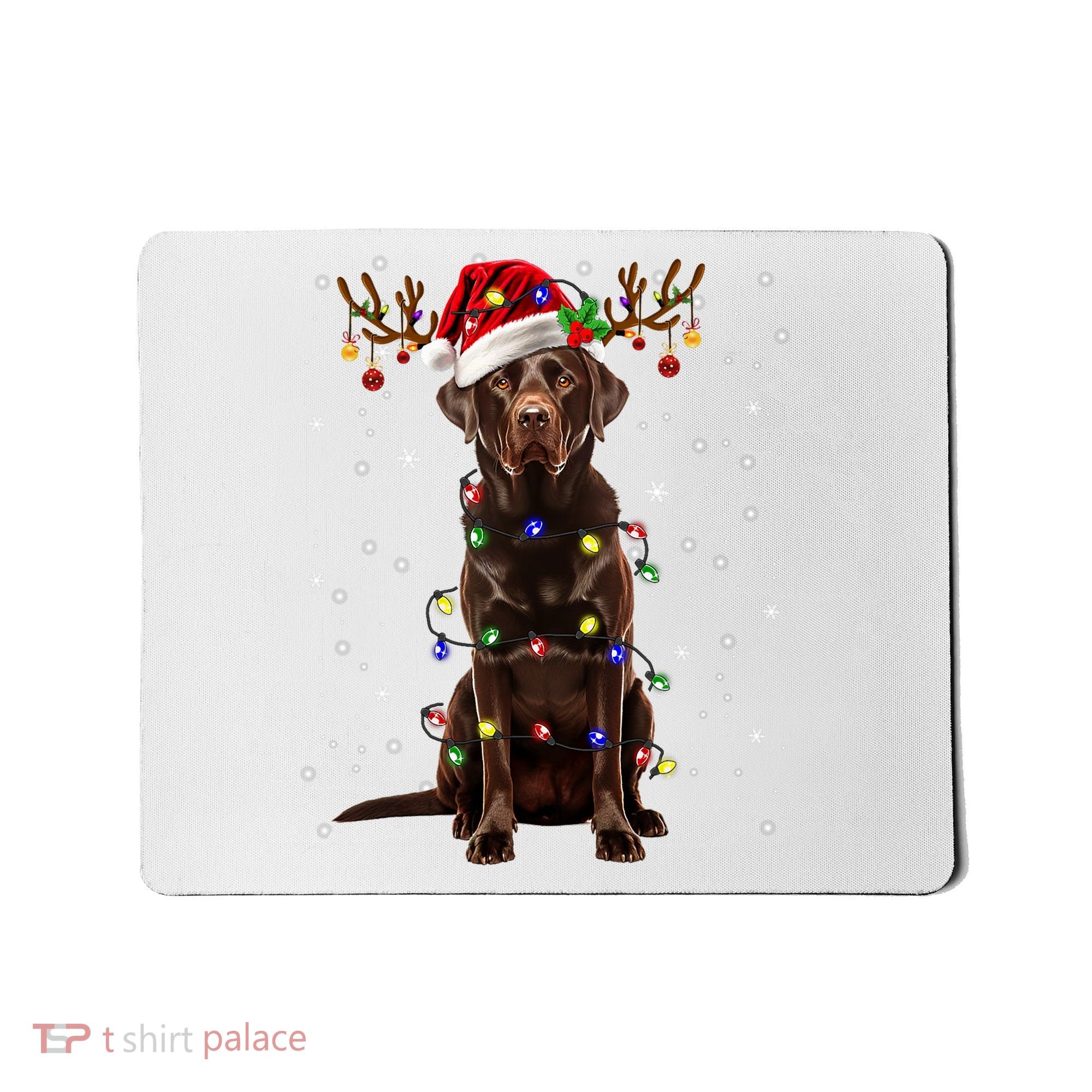 Chocolate Lab Labrador Christmas Tree Light Pajama Dog Xmas Mousepad