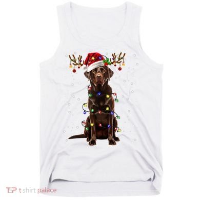 Chocolate Lab Labrador Christmas Tree Light Pajama Dog Xmas Tank Top