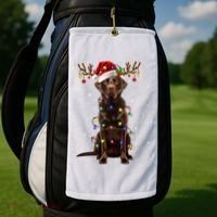 Chocolate Lab Labrador Christmas Tree Light Pajama Dog Xmas Golf Towel thumb 2
