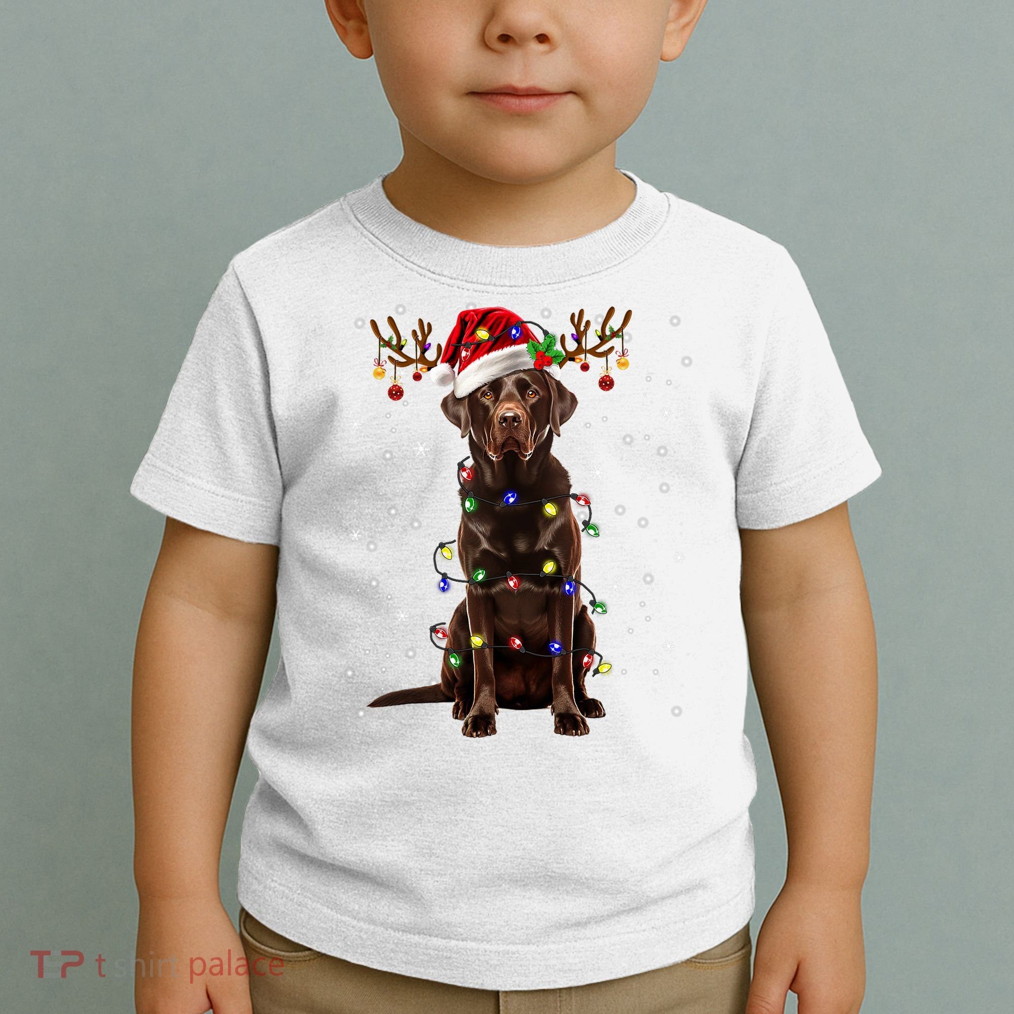 Chocolate Lab Labrador Christmas Tree Light Pajama Dog Xmas Toddler T-Shirt