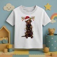 Chocolate Lab Labrador Christmas Tree Light Pajama Dog Xmas Toddler T-Shirt thumb 3