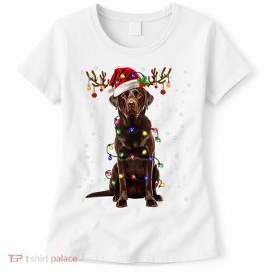 Chocolate Lab Labrador Christmas Tree Light Pajama Dog Xmas Women's T-Shirt
