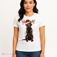 Chocolate Lab Labrador Christmas Tree Light Pajama Dog Xmas Women's T-Shirt thumb 4