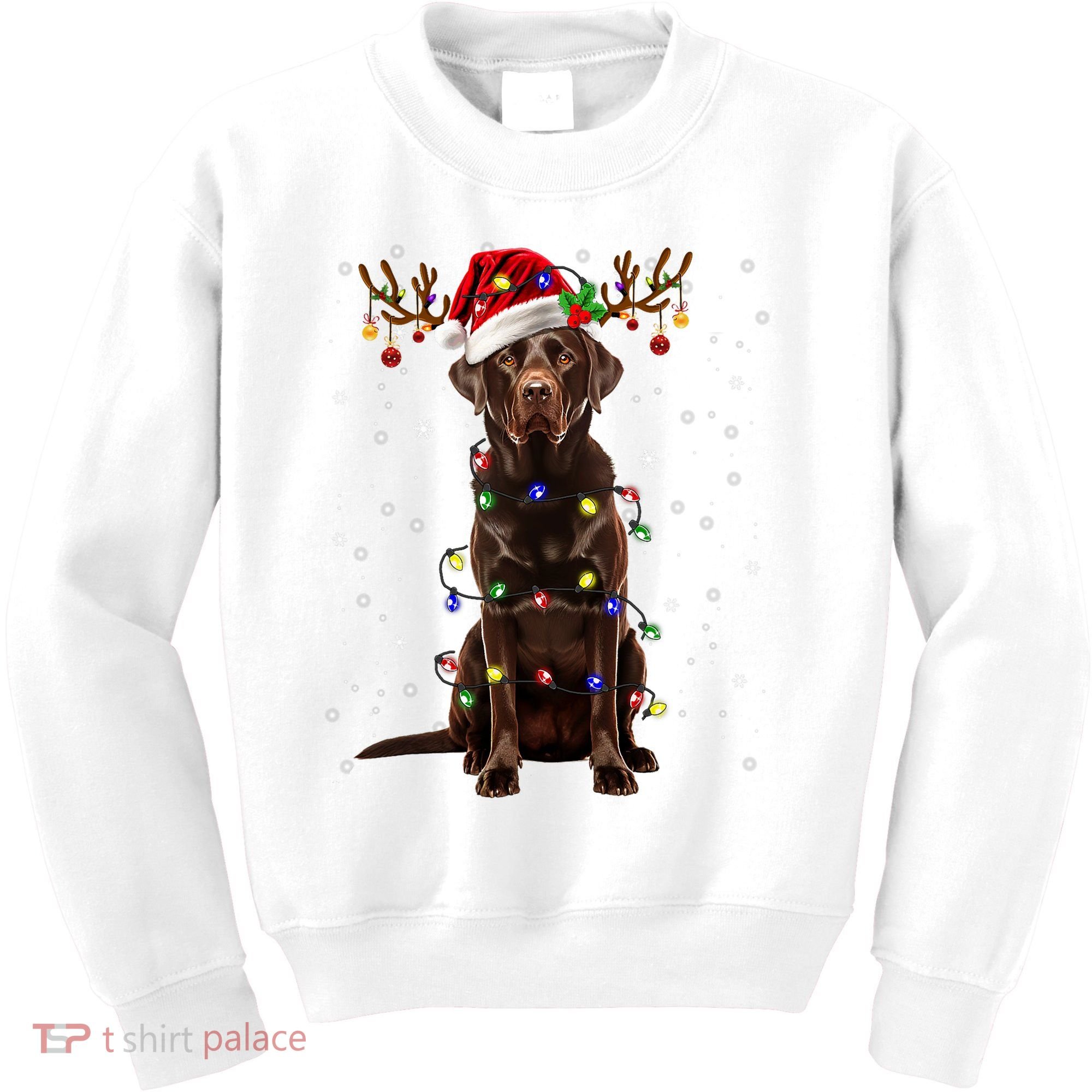 Chocolate Lab Labrador Christmas Tree Light Pajama Dog Xmas Kids Sweatshirt