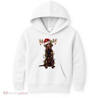 Chocolate Lab Labrador Christmas Tree Light Pajama Dog Xmas Kids Hoodie
