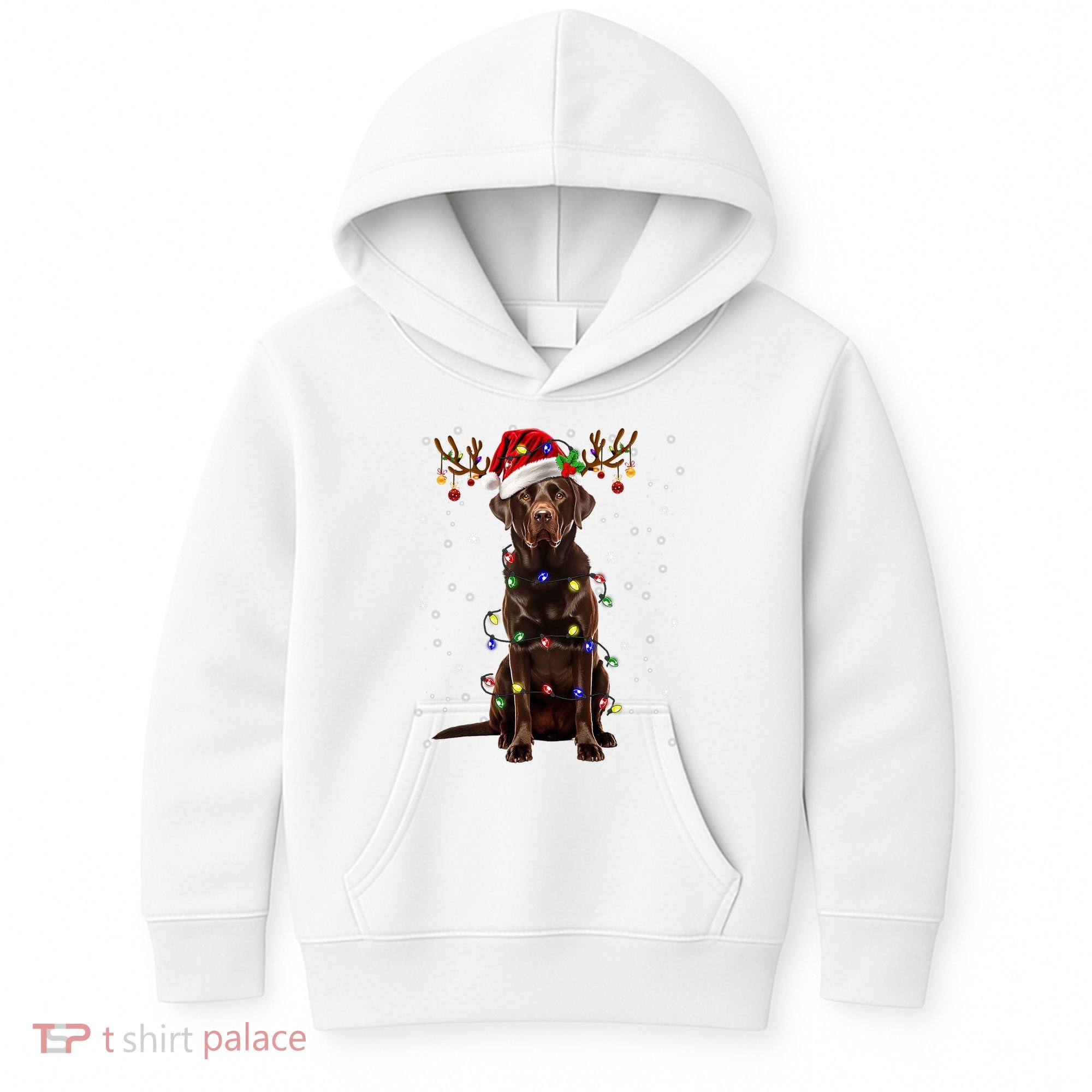 Chocolate Lab Labrador Christmas Tree Light Pajama Dog Xmas Kids Hoodie