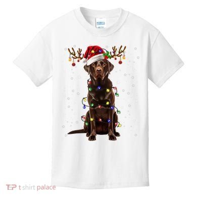 Chocolate Lab Labrador Christmas Tree Light Pajama Dog Xmas Kids T-Shirt