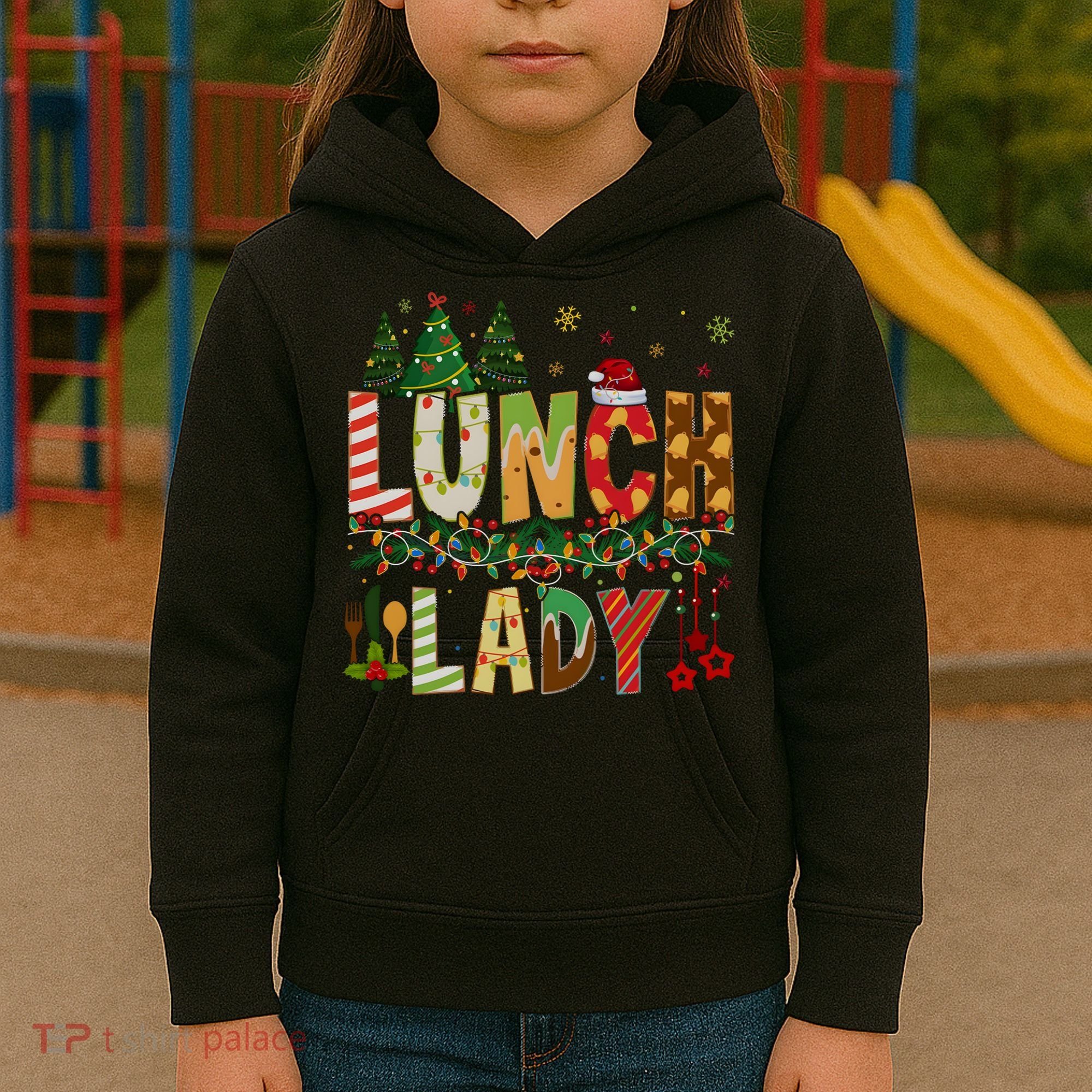 Christmas Lunch Lady Crew Holiday Season Matching Kids Hoodie