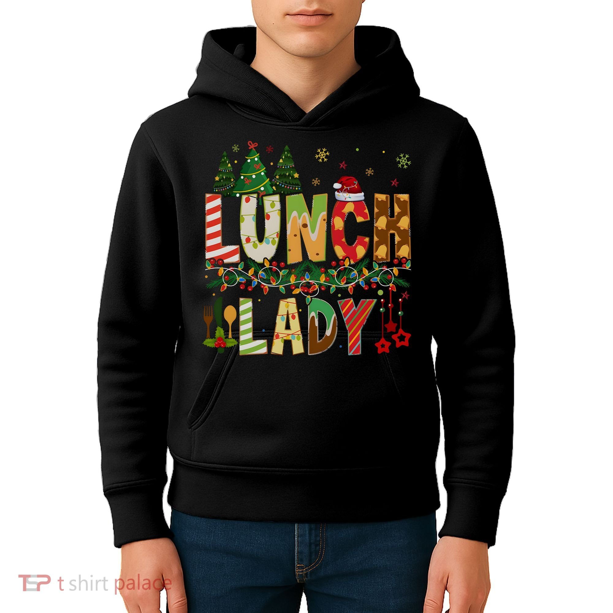 Christmas Lunch Lady Crew Holiday Season Matching Kids Hoodie