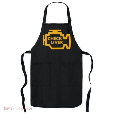 Check Liver Light Funny Drinking Apron