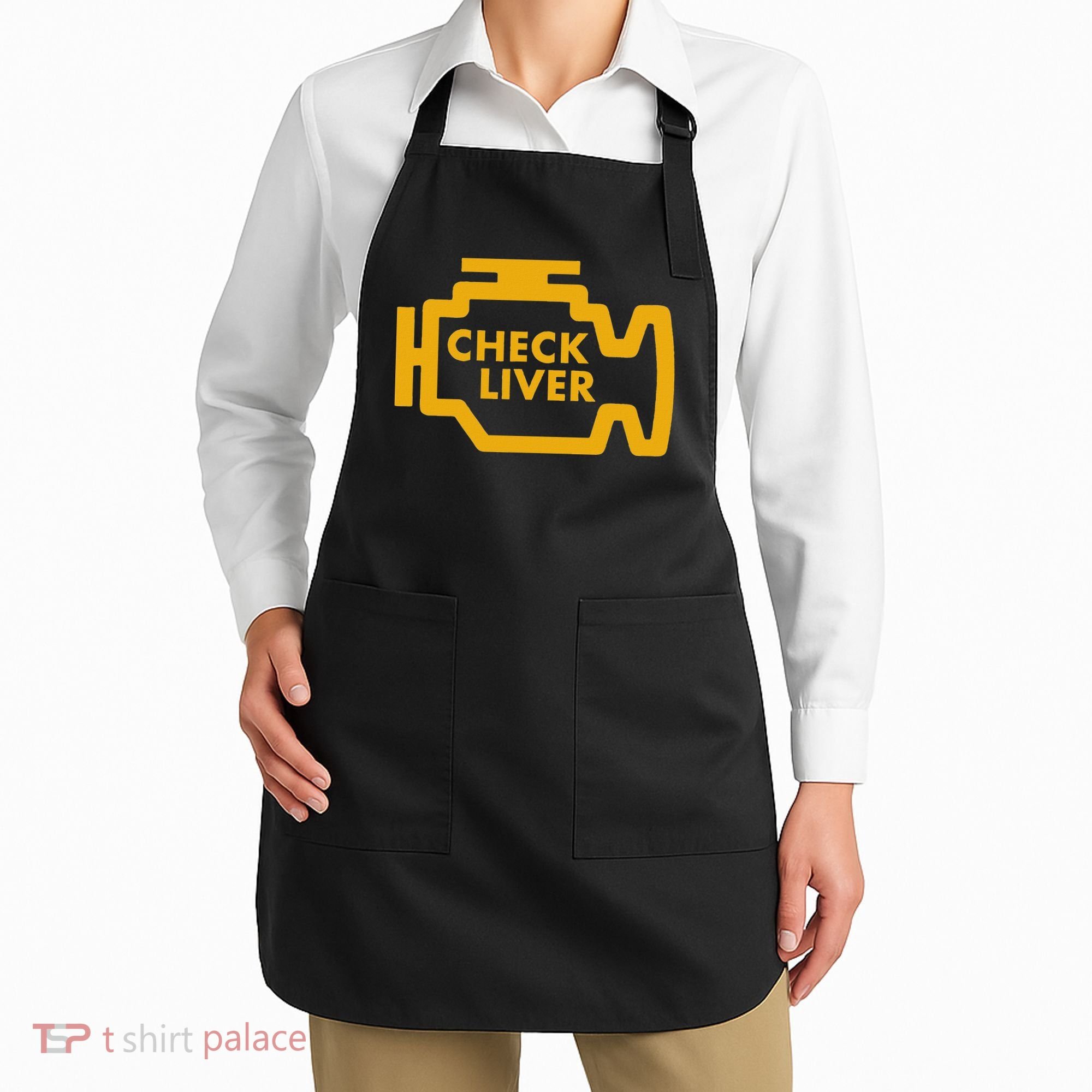 Check Liver Light Funny Drinking Apron