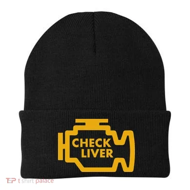 Check Liver Light Funny Drinking Beanie