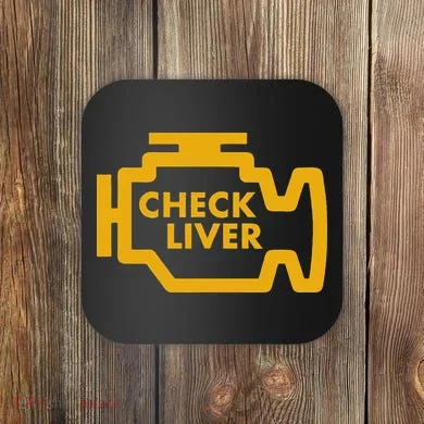 Check Liver Light Funny Drinking Coaster