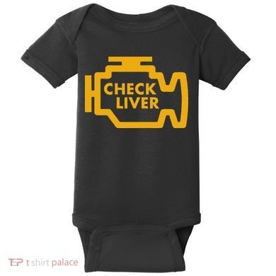 Check Liver Light Funny Drinking Baby Bodysuit