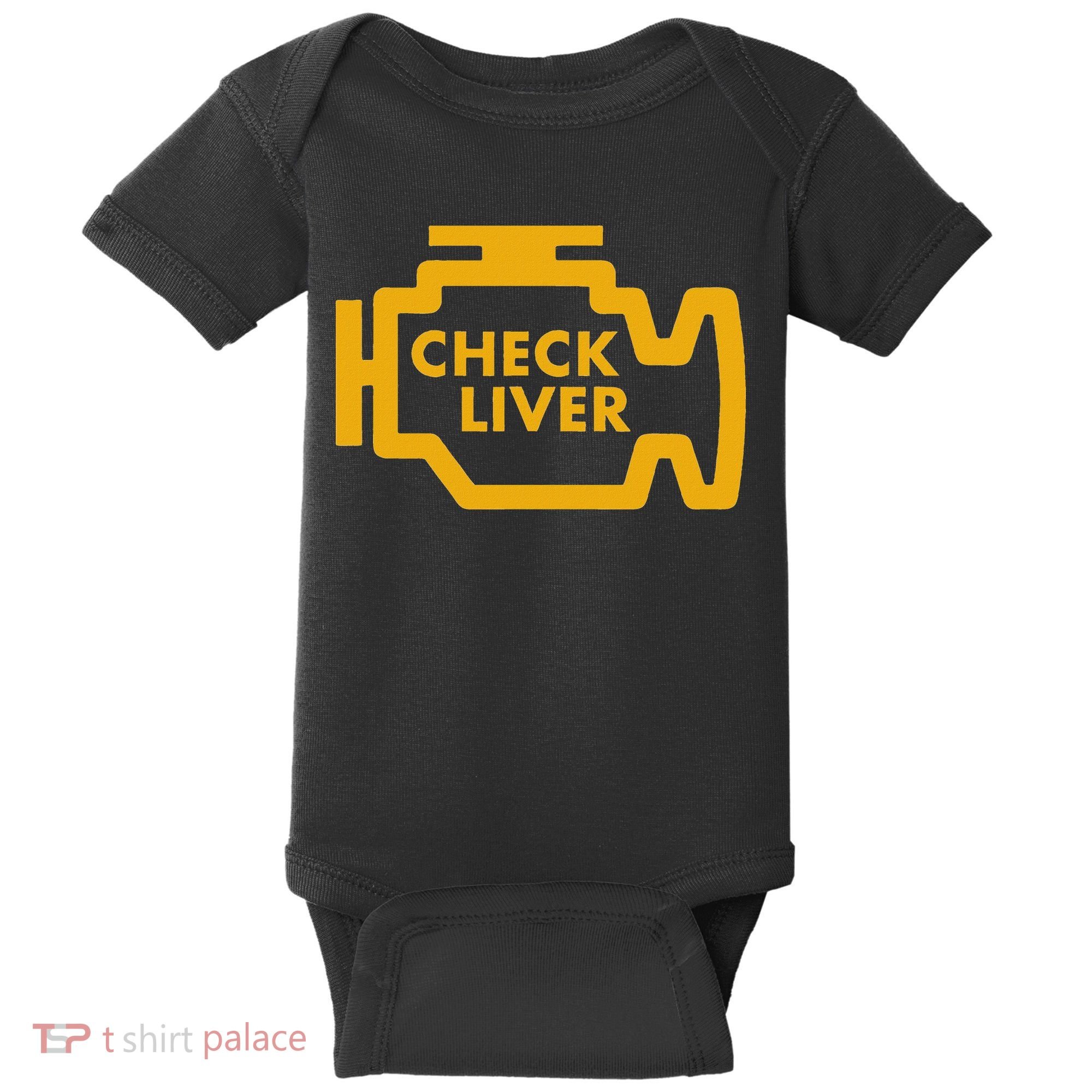 Check Liver Light Funny Drinking Baby Bodysuit