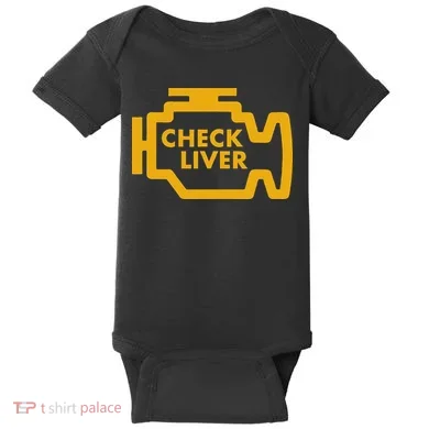Check Liver Light Funny Drinking Baby Bodysuit