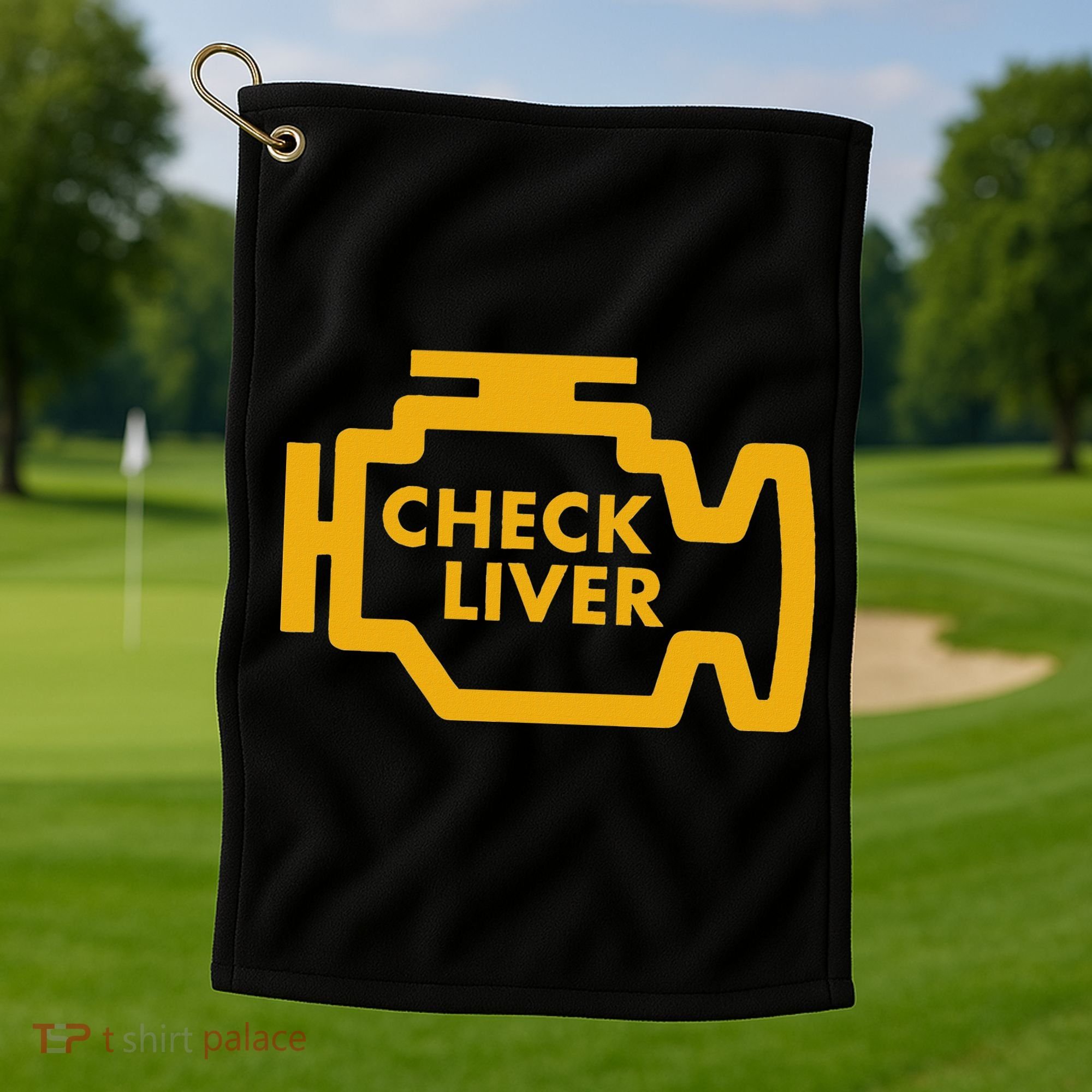 Check Liver Light Funny Drinking Golf Towel