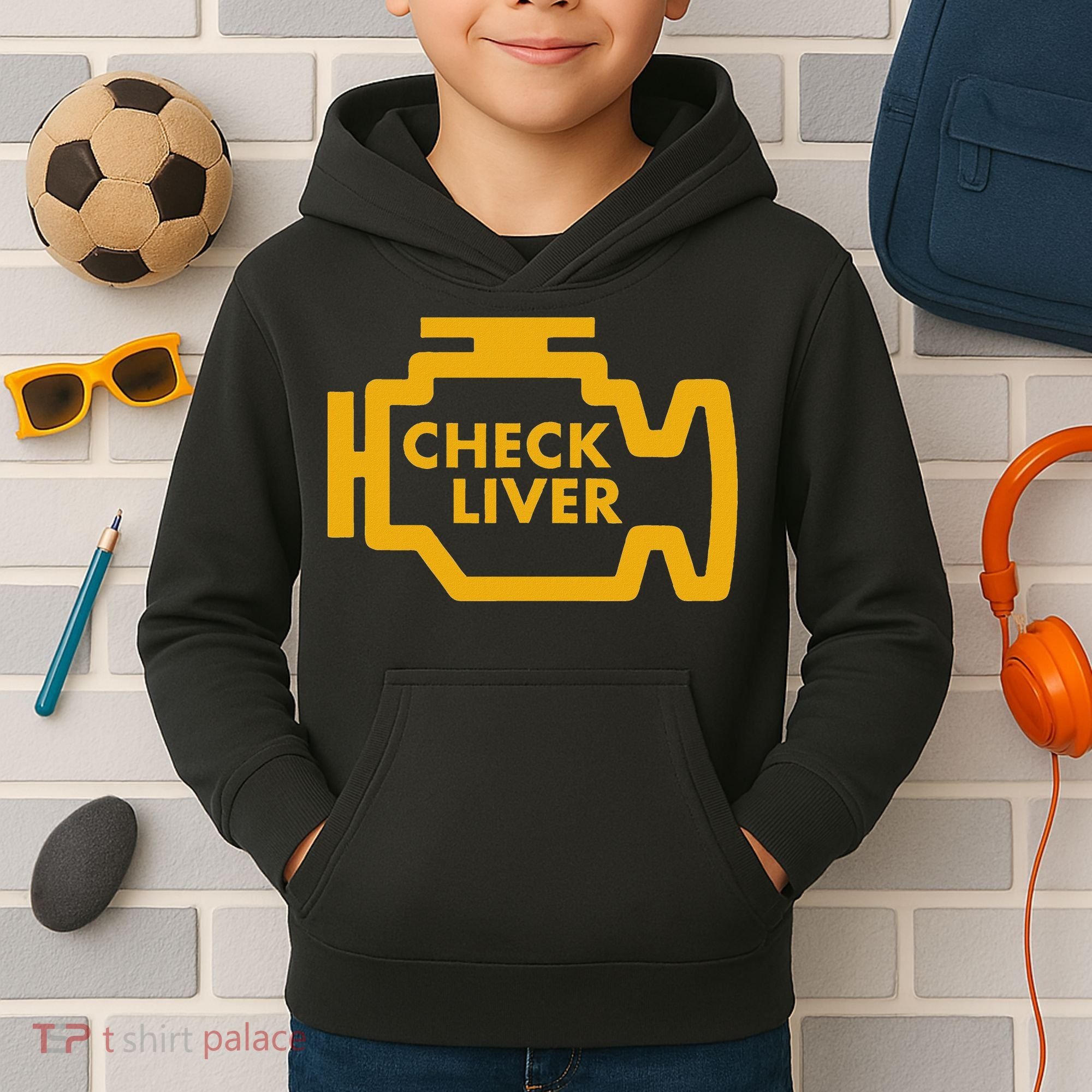Check Liver Light Funny Drinking Kids Hoodie