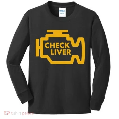 Check Liver Light Funny Drinking Kids Long Sleeve Shirt