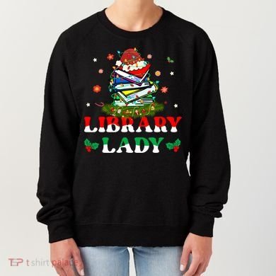 Christmas Library Lady Librarian Xmas Lights Books Gift Women's Sweatshirt