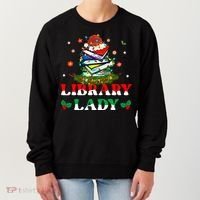 Christmas Library Lady Librarian Xmas Lights Books Gift Women's Sweatshirt thumb 0