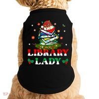 Christmas Library Lady Librarian Xmas Lights Books Gift Doggie Tank thumb 0