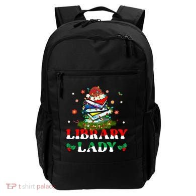 Christmas Library Lady Librarian Xmas Lights Books Gift Backpack