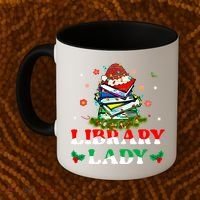 Christmas Library Lady Librarian Xmas Lights Books Gift Coffee Mug thumb 2