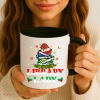 Christmas Library Lady Librarian Xmas Lights Books Gift Coffee Mug thumb 3
