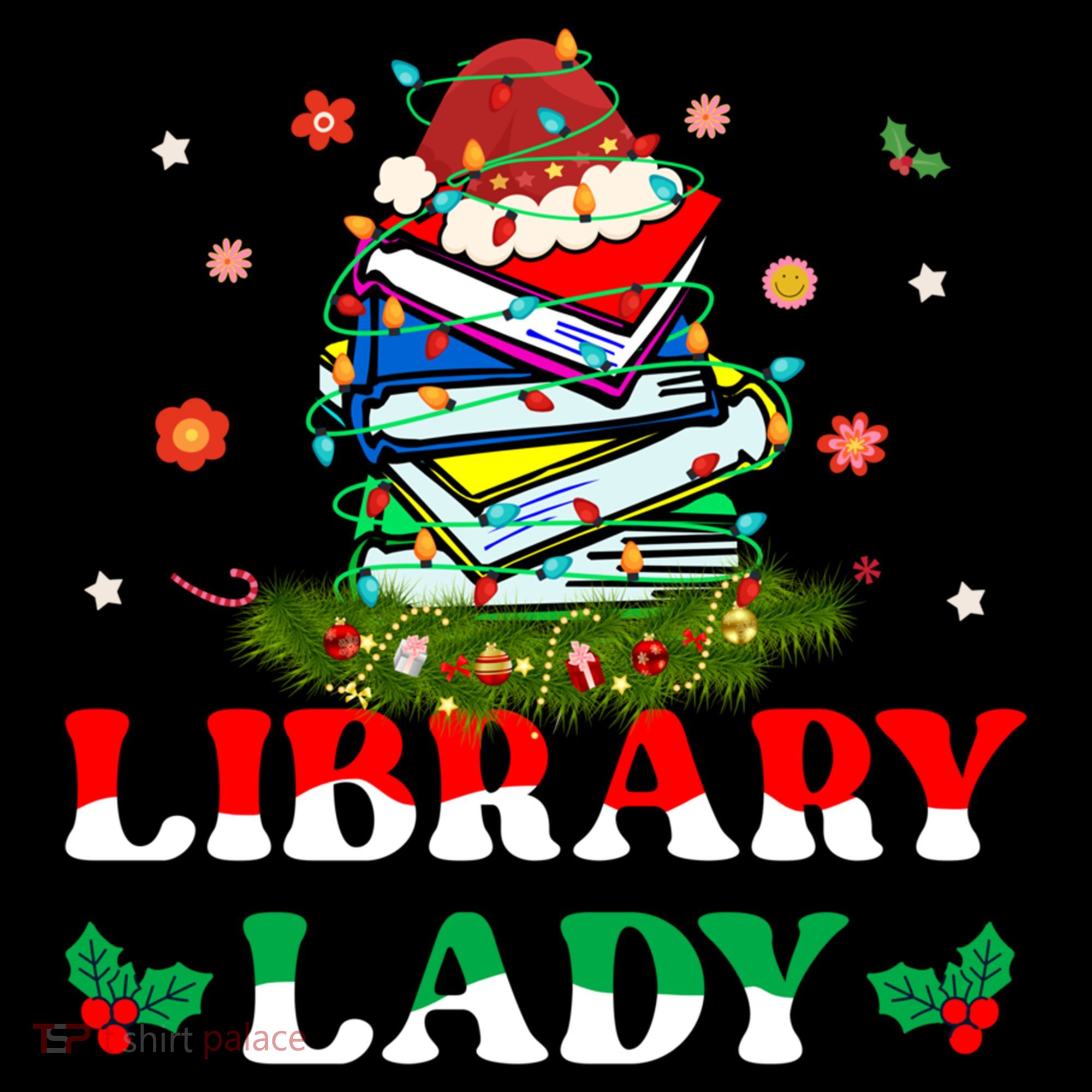 Christmas Library Lady Librarian Xmas Lights Books Gift Women's Hoodie