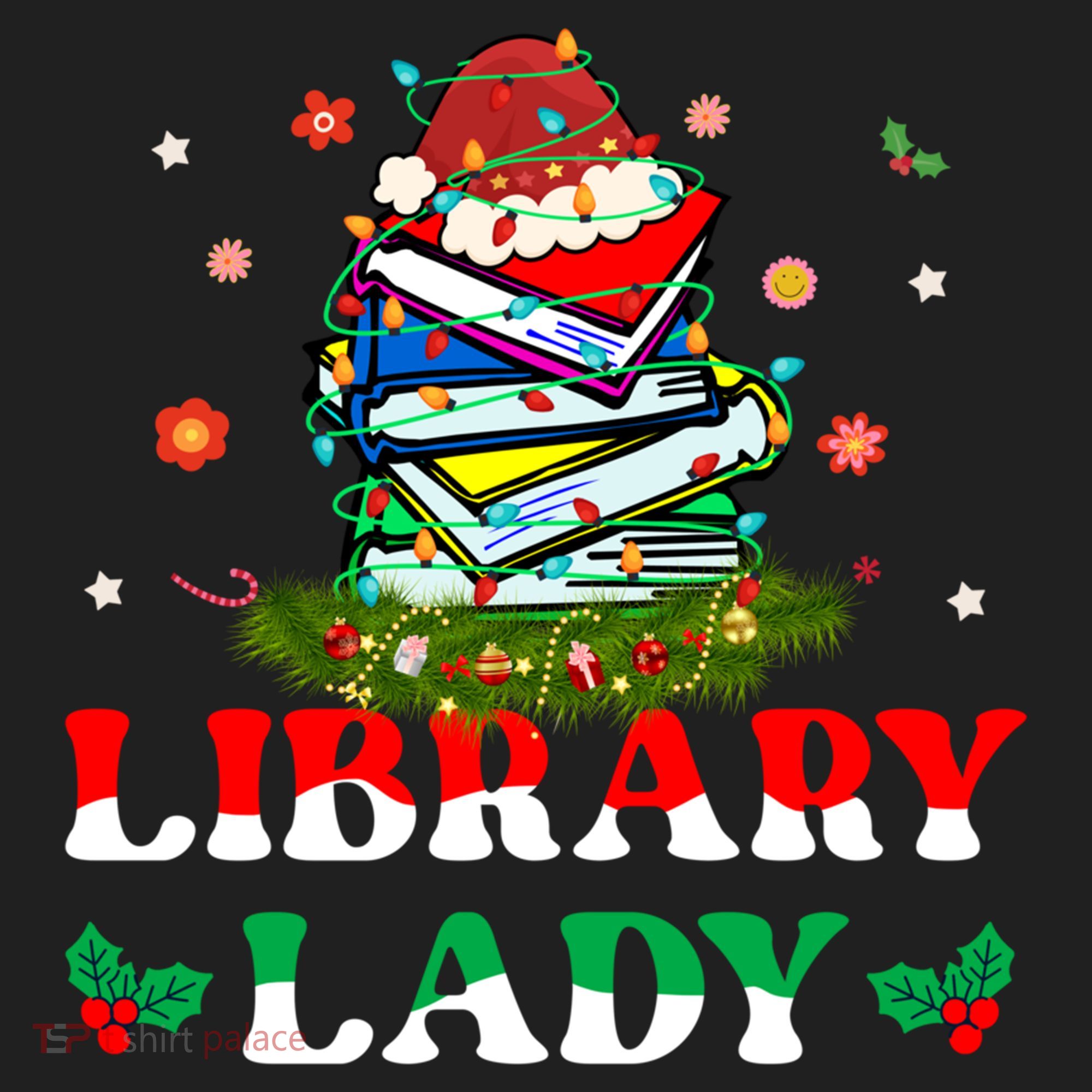 Christmas Library Lady Librarian Xmas Lights Books Gift Hat
