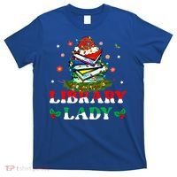Christmas Library Lady Librarian Xmas Lights Books Gift T-Shirt thumb 0
