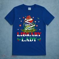 Christmas Library Lady Librarian Xmas Lights Books Gift T-Shirt thumb 5